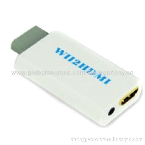 Wii to HDMI 480p Converter Adapter, 3.5mm Audio Box Wii-link White